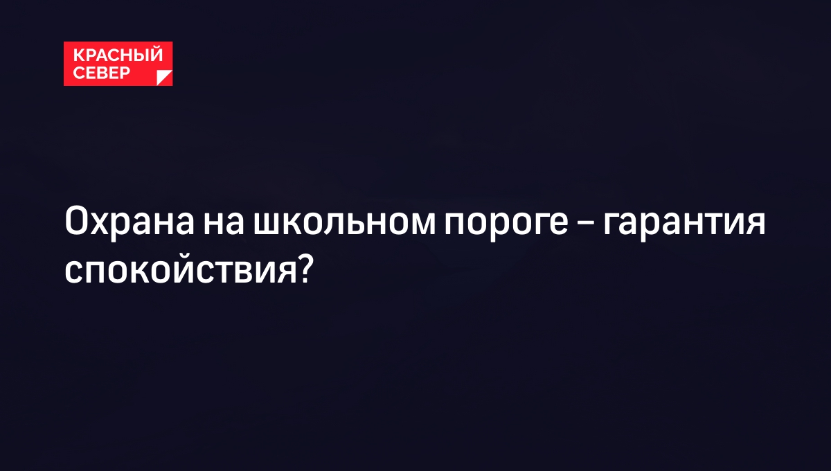 Охрана на школьном пороге – гарантия спокойствия? | «Красный Север»