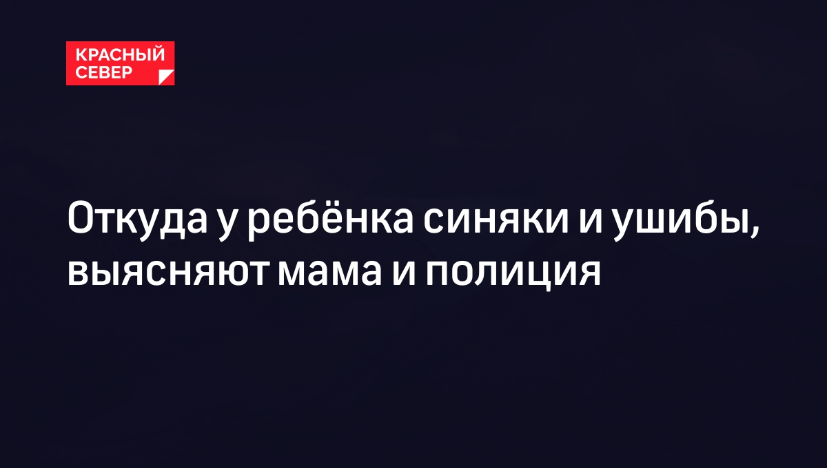 Откуда у ребёнка синяки и ушибы, выясняют мама и полиция | «Красный Север»