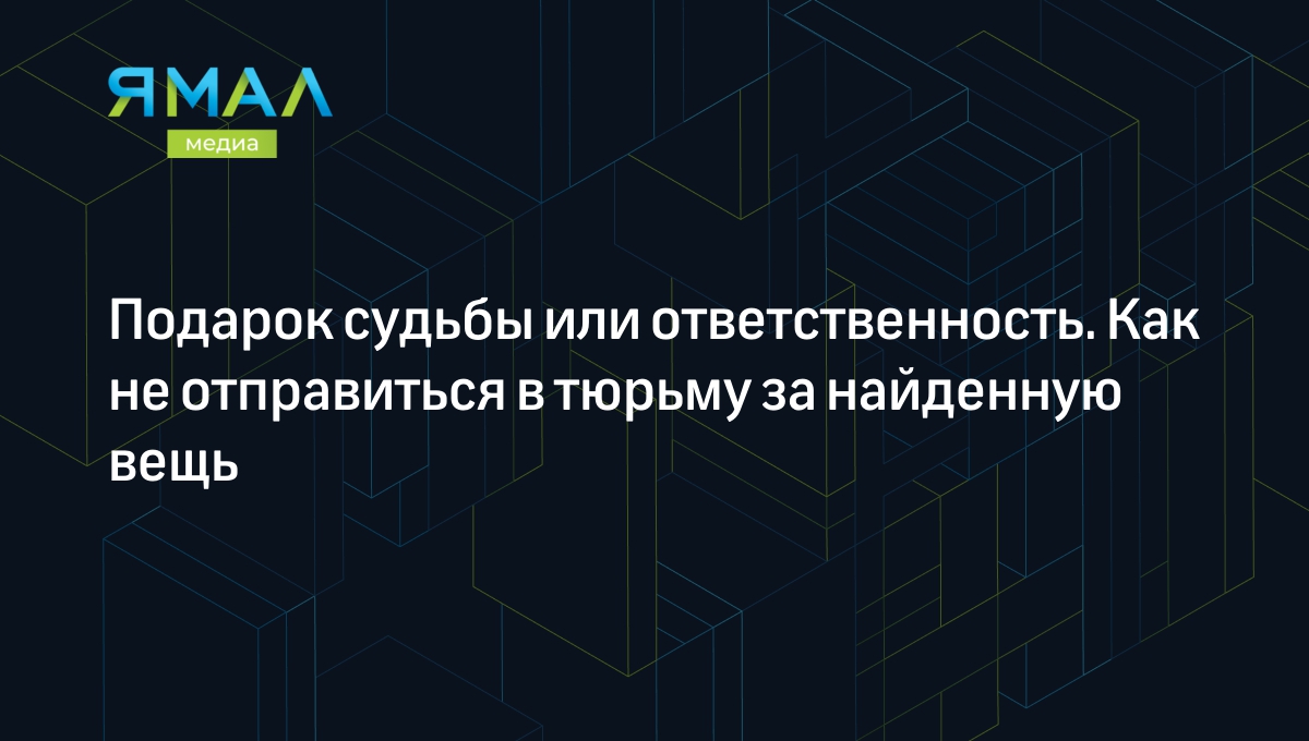 Подарок судьбы или ответственность. Как не отправиться в тюрьму за найденную  вещь | Ямал-Медиа