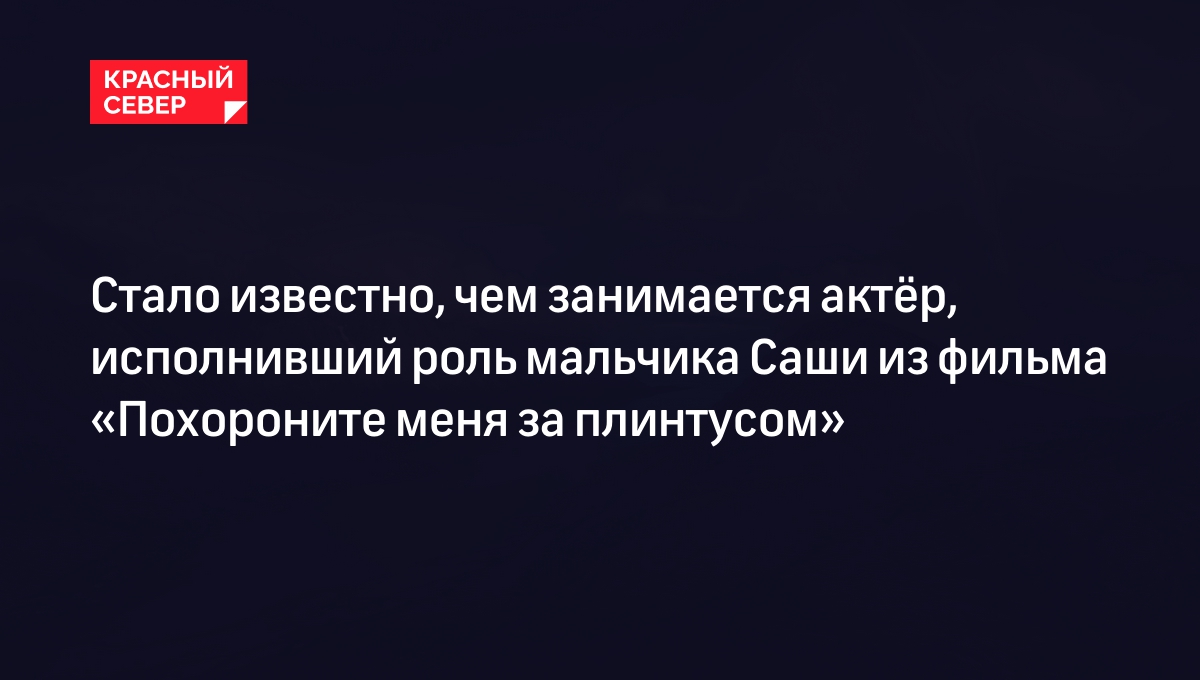 Стало известно, чем занимается актёр, исполнивший роль мальчика Саши из  фильма «Похороните меня за плинтусом» | «Красный Север»